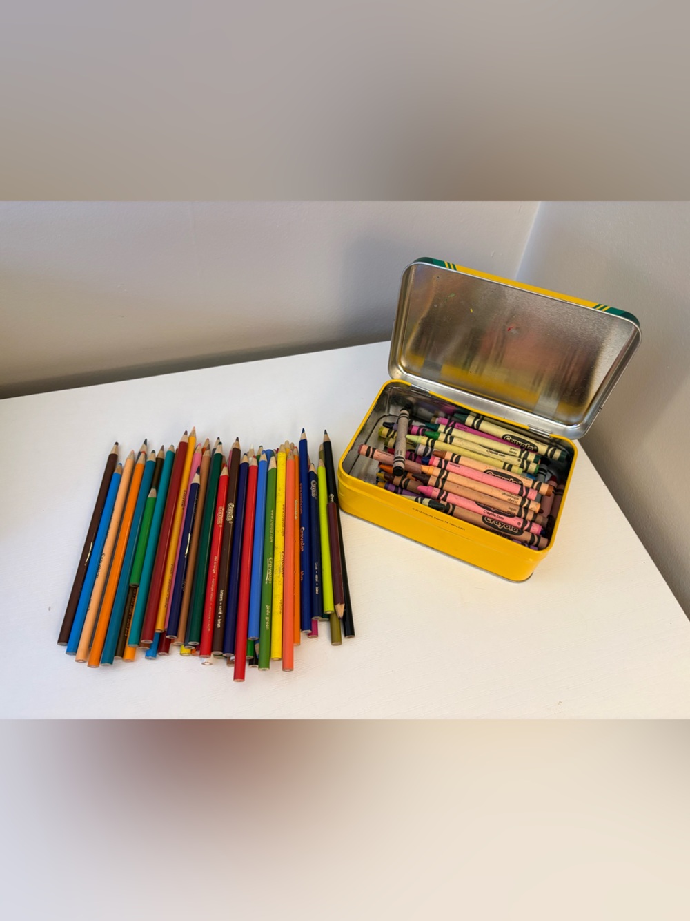 Crayola Crayons & Colored Pencils Art Supply Lot with Tin